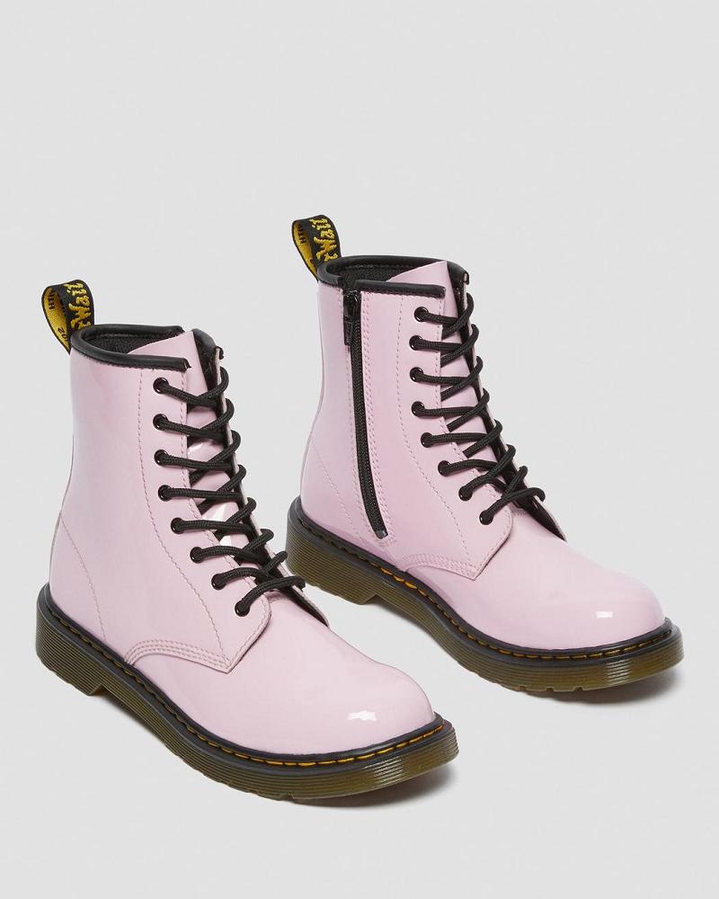 Kids' Dr Martens Youth 1460 Patent Leather Lace Up Boots Pink | AU 712EBC